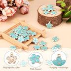 Beadthoven 100pcs Enamel Charms Cherry Blossom Daisy Flower Pendants Gold Plated Small Cute Bulk for Jewelry Making Bracelet Necklace Earrings Keychain DIY Accessories - color: 0Light SkyBlue