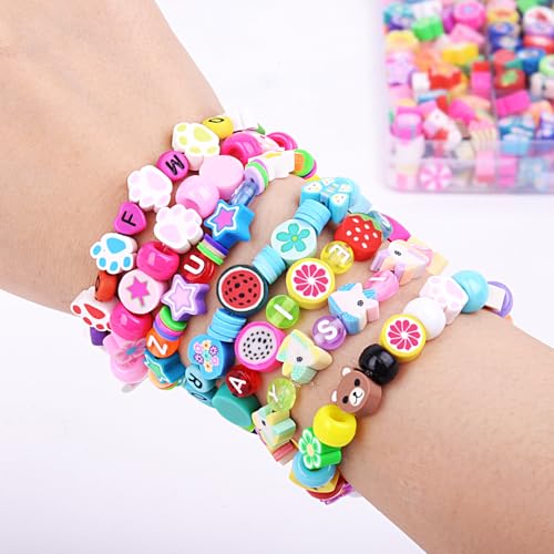 BBita 1000PCS Sports Polymer Clay Beads Bracelet Making kit, 24 Style Cute Fun Ball Beads Baseball Basketball Soccer Rugby Volleyball Football Charms, DIY Bracelet Making kit - color: A3#Style 1
