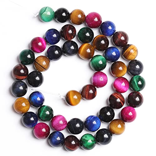 4MM 88PCS Colorful Tiger Eye Natural Stone Beads Crystal Spacer Loose Beads for Jewelry Making DIY Bracelet 1 Strand 15 inches - color: Colorful Tiger Eye Stone, size: 4mm