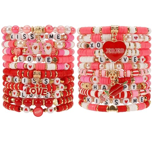 Twinfree Bohemia Beaded Bracelet for Women, Polymer Clay Stretch Bracelets - color: color 48