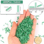 4000 Pcs Bright Green Glass Bugle Beads, 2 x 7 mm Embroidery Beads, Small Long Tube Seed Beads for Embroidery Craft Jewelry Making - color: Bright Green