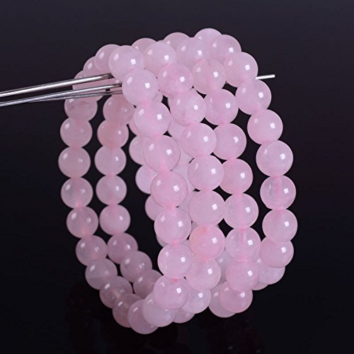 Justinstones Gem Semi Precious Gemstone 8mm Round Beads Stretch Bracelet 7 Inch Unisex - color: Rose Quartz