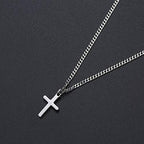 Joxevyia Cross Necklace for 14K Gold Filled Stainless Steel Small Cross Pendant with Cuban Chain Necklace Simple Faith Jewelry Christmas Gift for Men Women 16-24 Inches - size: 20 inches, style: silver cross necklace 0.8"*0.4"