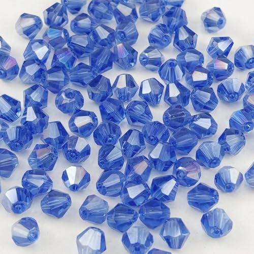 200pcs 6mm Bicone Crystal Glass Beads Faceted Bicone Crystal Beads Bulk Glass Spacer Beads for Bracelets Necklace Pendants Earrings DIY Jewelry Craft Making(Light Blue AB) - color: Light Blue AB, size: 6mm
