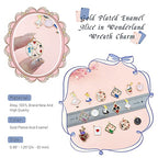 JIALEEY 19PCS Assorted Gold Plated Enamel Alice in Wonderland Wreath Charm Pendant DIY for Necklace Bracelet Jewelry Making and Crafting