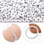 1000Pcs Acrylic Number Beads Round Number Round Beads 4x7mm Mixed Number Beads, for Jewelry Bracelets Necklaces Key Chains Making (Black-White) - color: Black-White
