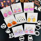 Xaekicr Halloween Polymer Clay Cutters Set – 8Pcs Clay Cutters for Earrings, Pumpkin Skull Witch Hat Molds for DIY Clay Jewelry Making - color: J color