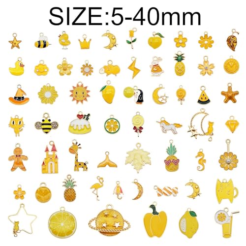 30pcs Mixed Enamel Charms Pendants for Jewelry Making Bulk lot Necklace Earrings Bracelet Craft Findings - color: Yellow