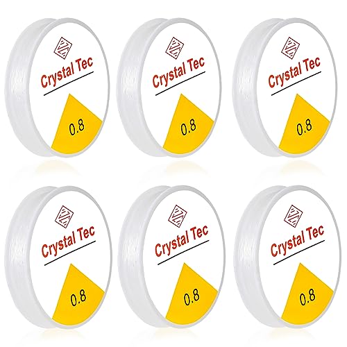 6 Rolls Elastic Bead Thread, 0.8mm Stretchy Bracelet String, Nylon String for Bracelets for Bracelet Making, Clear String for DIY Bead Jewellery Necklace Bracelet - size: 0.8mm