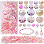 1000pcs 4/6/8mm Rondelle Glass Beads for Jewelry Making,Electroplate Round Shaped Crystal Spacer Beads Assorments for Bracelet Necklaces DIY Pink - color: Pink