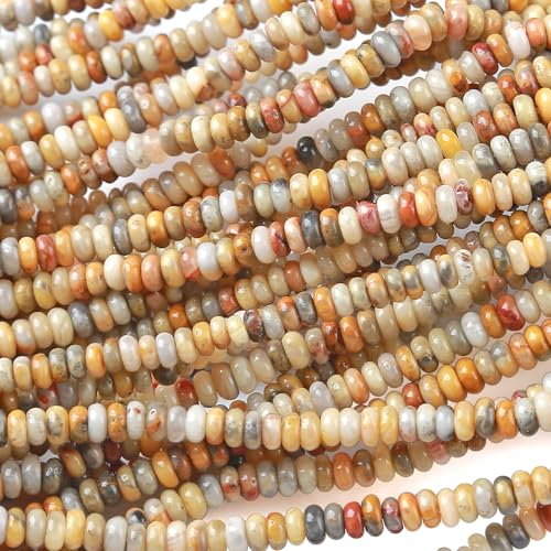 2x4MM 150PCS Crazy Lace Agate Tube Rondelle Abacus Disk Spacer Loose Beads for Jewelry Making - color: Crazy Lace Agate, size: 2x4mm abacus-shaped