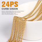 Cadikez 24PCS Gold Curb Chain Necklace Bulk, 2mm 18inch 18K Gold PVD Plated Stainless Steel Finished Flat Twisted Link Chains for Necklace Jewelry Making - color: 2.0mm Gold Color