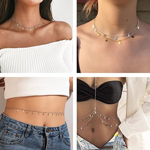 YOUBEIYEE Silver Star Necklace for Women Jewelry DIY Chains Bulk with Open Jump Rings and Lobster Clasps, Cable Link Chain Jewelry Making Supplies - color: Silver Star