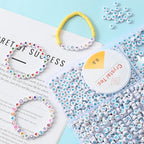 Acrylic Letter Beads 4mm Flat Round, 6mm Square - Beads for Making Friendship Bracelet or Necklace (26 Pieces of Flat Round White with Blue) - color: 26 pieces of flat round white with blue