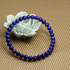 Angelstones Handmade Natural Healing Gemstone 6mm Round Beads Stretch Crystal Bracelet 7 Inch Unisex - color: Lapis Lazuli