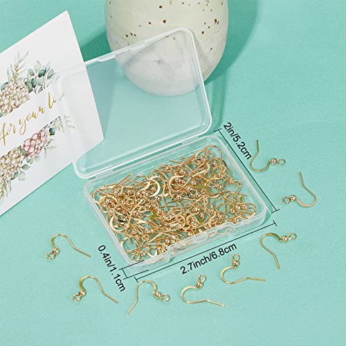 SUNNYCLUE 1 Box 100Pcs Real 18K Gold Plated French Earring Hooks Fish Hook Earrings Stainless Steel Ear Wires Ball Dot Earwires for Jewellery Making Women Adults DIY Dangle Earrings Crafts Supplies - color: 100pcs Real 18k Gold Plated French Earring Hooks
