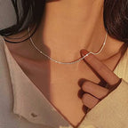 Gold Layered Necklaces for Women, 14K Gold Plated Dainty Gold Chain Choker Necklace Stack, Herringbone Gold Necklaces Set - color: silver-2-Shiny