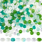 SUNNYCLUE 1 Box 400Pcs 8 Colors Glass Seed Beads Green Glass Beads Bulk 6mm Flat Rondelle Transparent Glossy Loose Spacers for Crafts DIY Bracelets Necklaces Phone Chain Jewelry Making Supplies Adult - color: Green, Transparent, White