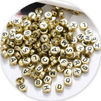 1000pcs Gold Letter Beads for Bracelets, 4x7mm Black Alphabet A-Z Beads for Jewelry Making Friendship Bracelets (4 * 7 Gold) - color: 4x7mm gold