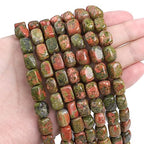 BEADIA Natural Unakite Cuboid Stone Loose Semi Gemstone Beads for Jewelry Making 8mmx12mm 38cm/Strand - color: Unakite, size: 8mm X 12mm