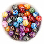 200PCS Acrylic Beads for Jewelry Making Round Loose Beads Charms Ink Patterns for Bracelets Earring Necklace Rings Adults Beading DIY Art Craft Projects Decor Birthday Gifts (8mm) - size: 8mm