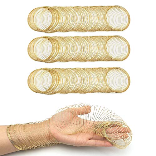 300Pcs Jewelry Beading Wire for Jewelry Making,KC Gold Jewelry Craft Wire Memory Wire Cuff for Jewelry Making DIY Bracelet Necklace Craft Supplies(0.6 mm Thickness,6 cm in Diameter) - color: KC Gold