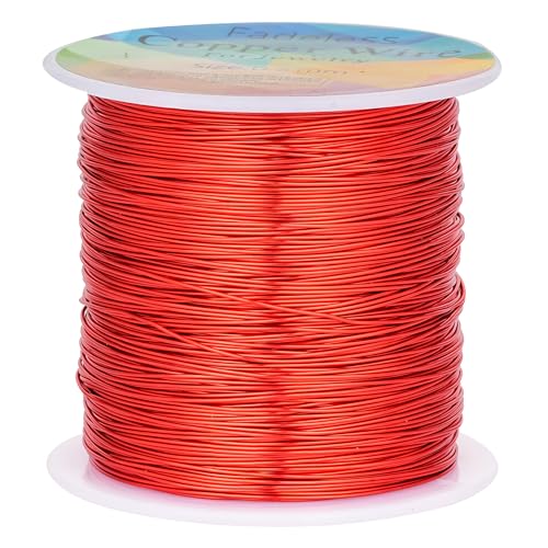 203 Feet Tarnish Resistant Copper Wires 24 Gauge/0.5mm Jewelry Craft Wires Beading Wire for Jewelry Making, Wire Wrapping and Crafting (Red) - color: Red, size: 24 Gauge