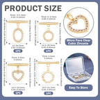 4Pcs Cubic Zirconia Toggle Clasps 18K Gold Plated Brass Toggle Jewelry Clasps IQ End Connector Oval Ring Star Heart T-Bar Closure Clasp for Bracelet Necklace Jewelry Making - color: Clear