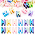 Beadthoven 20pcs Big Letter H Beads Large Hole Bubble Alphabet Acrylic Beads Charm Iridescent Plastic H Shape Loose Chunky Spacers for Jewelry Making Bracelet Necklace Keychains Shoelaces Crafts - color: H