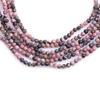 4mm Natural Stone Black Rhodonite Frosted Matte Unpolished Round Spacer Beads for Jewelry Making Strand 15 inch - color: Black Rhodonite, size: 4mm