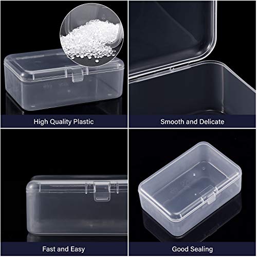 SATINIOR 12 Pack Clear Plastic Beads Storage Containers Box with Hinged Lid for Beads and More (3.54 x 2.36 x 1.26 Inch) - size: 3.54 x 2.36 x 1.26 Inch
