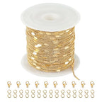 Kyutong 32.8 Feet Gold Plated Jewelry Making Chain on Spool Thin Flat Curb Chains Solid Stainless Steel Jewelry Chain for Necklace DIY with Jewelry Accessories - color: Flat Curb Gold