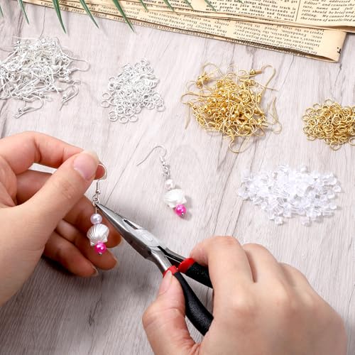 600 Pcs Earring Hooks for Jewelry Making, Earring Making Supplies Kit with Ear Wires Fish Hooks & Backs & Jump Rings for DIY Earrings Supplies, Gold and Silver