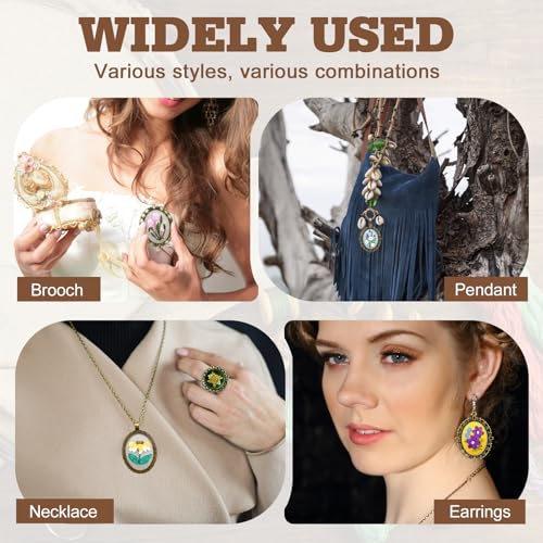 ZOCONE New 4 Packs Embroidery Necklace Kits, Embroidery Pendant Kit Mini Cross Stitch Kit with Hoop, Necklace, Pendant, Stamped Pattern Cloth, Instructions, etc., Embroidery Kits for Adults - color: J