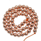 AD Beads Natural Faceted & Smooth Metallic Hematite Round Gemstone Loose Beads 16" 2mm 3mm 4mm 6mm 8mm 10mm (6mm, Metallic Rose Gold (Faceted)) - color: Metallic Rose Gold (Faceted), size: 6mm