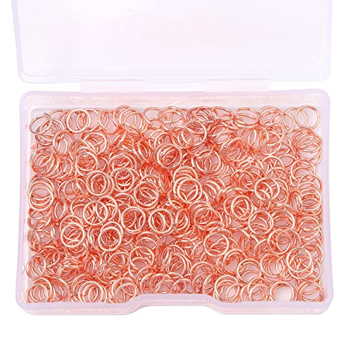 BEADIA Rose Gold Plated Jump Rings Non Tarnish 6mm 400pcs for Jewelry Making Findings - color: Rose Gold, size: 0.7x6mm