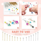 TOAOB 200pcs 24mm Eye Pins for Jewelry Making Gold Silver Brass Wire Open Head Pins Findings for DIY Crafts Necklaces Bracelets Earrings - size: 24mm