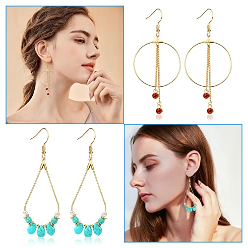 360 Pcs Beading Hoop Set for Jewelry Making, with Teardrop Round Hoops, Open Jump Rings, Earring Hooks and Backs, DIY Craft Supplies - color: 360Pcs-K Gold