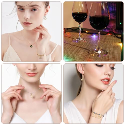 SANNIX 156Pcs/6 Sets Letter Charms, Letter Charms 3 Styles A-Z Initial Alphabet Metal Charms with 200Pcs Open Jump Rings for Bracelet Earrings Necklace, Jewelry Making, KC Gold - color: Gold White Black