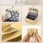 Zivyes Mini Jewelry Box Travel Small Coin Purse Organizer Case Genuine Leather Tiny Size (gold) - color: gold