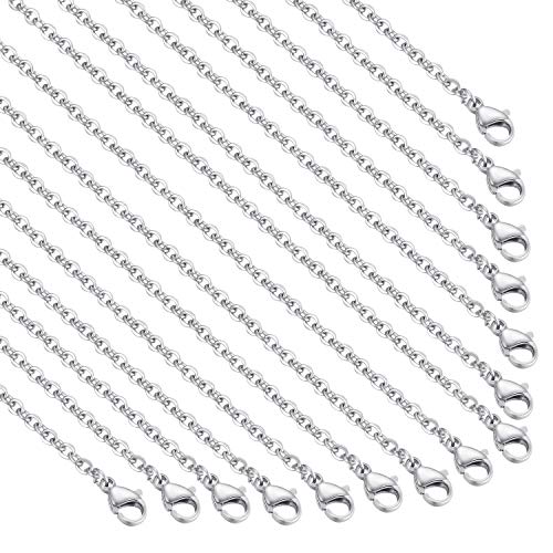 30 Pack 18 Inch Necklace Chain Stainless Steel Link Cable Chain Necklace with Lobster Clasps for DIY Jewelry Making - size: 18 Inches