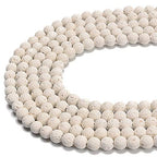 Natural Gemstone Loose Beads Smooth Round Approxi 15 inch DIY Bracelet Necklace for Jewelry Making (6mm, White Lava) - color: White Lava, size: 6mm