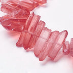 FASHEWELRY 1 Strand Natural Quartz Crystal Points Loose Beads Cerise Flat Heishi Gemstone Loose Beads for DIY Jewelry Making - color: Cerise
