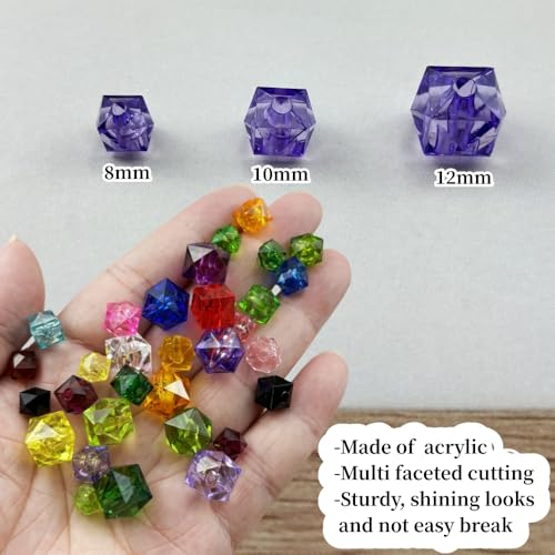 100pcs 12mm Acrylic Cube Square Faceted Acrylic Beads with Hole Plastic Spacer Beads for Bracelets Necklace Earring Making Supplies (Blue Purple) - color: Blue Purple, size: 12mm
