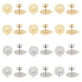 UNICRAFTALE About 24pcs Bohemian Stud Earring with Loop Stainless Steel Filigree Hollow Ear Stud Component with Stoppers Ear Nuts 0.7mm Pin Earring Posts for Jewelry Making - color: 2 Colors/Flower