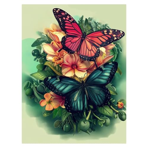 DOTZSO Butterfly Diamond Painting Kits for Adults, Easy DIY 5D Round Full Drill Diamond Art kit Diamond Dot Crystal Gem Art and Craft for Beginners Home Wall Decor 12x16 Inches - color: AF Butterfly Art