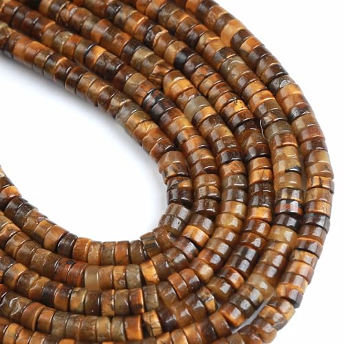 150pcs 2x4mm Natural Yellow Tiger Eye Stone Tube Shape Beads Loose Flat Round Cylinder Flat Spacer Stone Beads for Bracelet Earrings Jewelry Making - color: Yellow Tiger Eye Stone, size: 2x4mm Tube shape