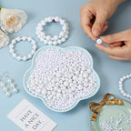 1200Pcs White Beads, Acrylic Pony Beads, 4/6/8/10/12mm Round White Bead for Bracelets, Spacer Pearl Beades, Craft Bead for Bracelet Necklace Jewelry Making - color: white