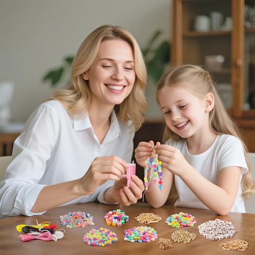 WATINC DIY Keychain Making Kit with Tools - 980PCS Craft Supplies with Charms, Alphabet Beads, Key Rings, Clips, Scissors to Make Bag Charms, Lip Gloss Organize Keychain, Jewelry Gifts for Teens