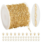 KYUNHOO 5 Meters Gold Plated Chains for Jewelry Making Sunflower Texture Chain Links Gold Stainless Steel Jewelry Chain 8MM Long Lip Chain for Jewelry Craft DIY with Jump Rings Lobster Clasps - color: Cross Oval Gold